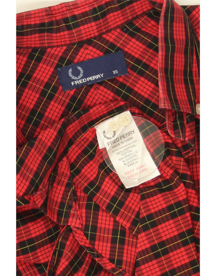 Fred Perry Mens Shirt XS Red Check Cotton