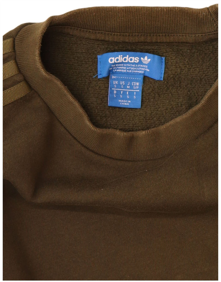Adidas Mens Sweatshirt Jumper Small Khaki Cotton