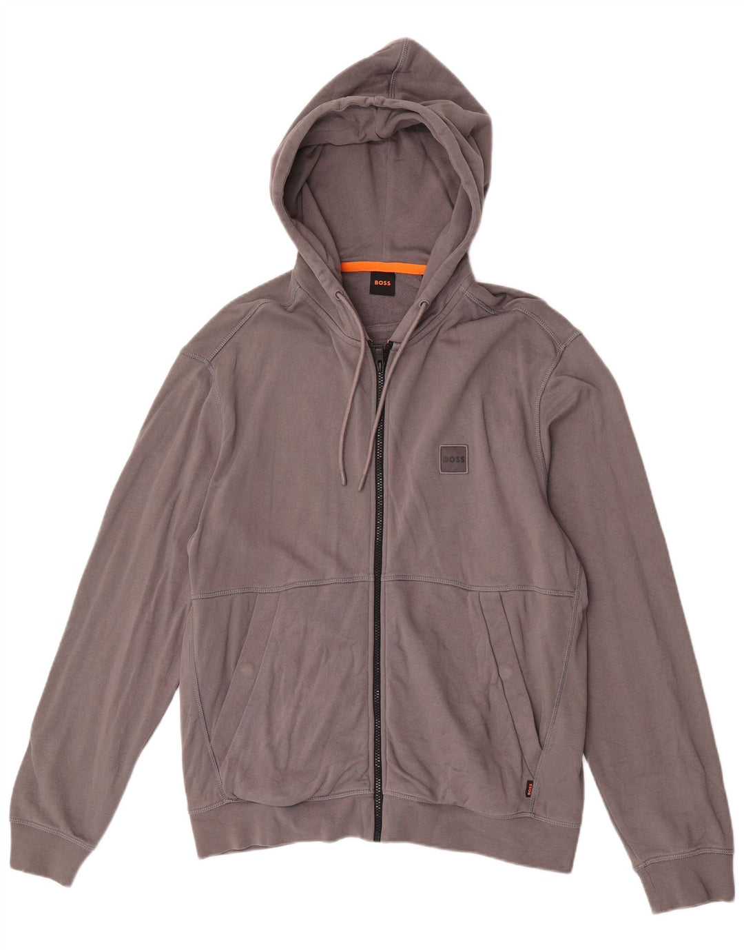 Hugo Boss Mens Zip Hoodie Sweater Large Grey Cotton