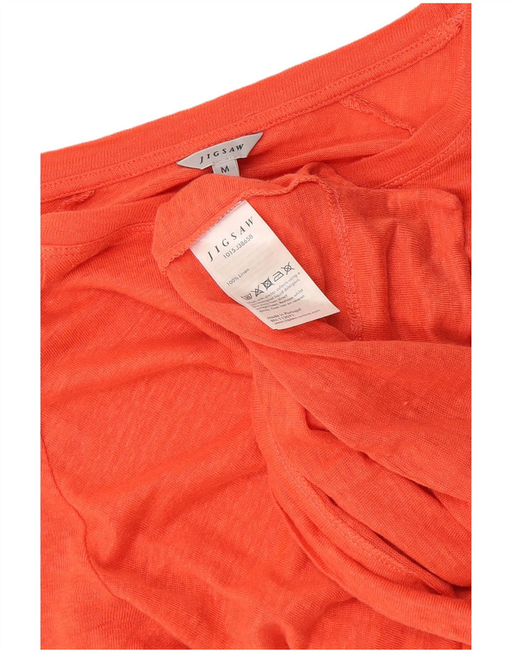 Jigsaw Womens Top 3/4 Sleeve UK 12 Medium Orange Linen
