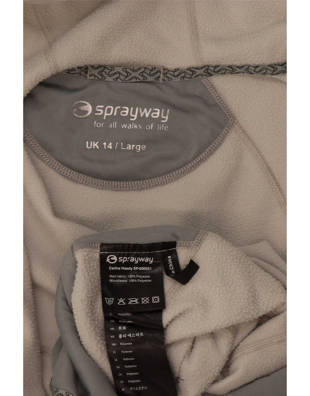 Sprayway Womens Hooded Fleece Jacket UK 14 Large White Polyester