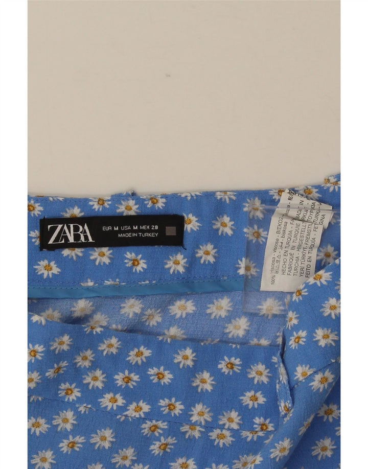 Zara Womens Mini Skirt Medium W28  Blue Floral Viscose