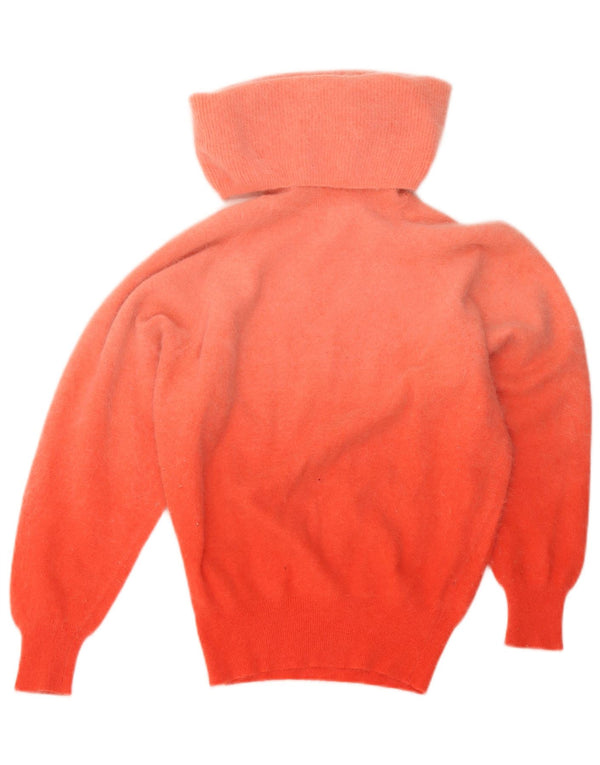 Vintage Womens Roll Neck Jumper Sweater UK 6 XS Orange Colourblock