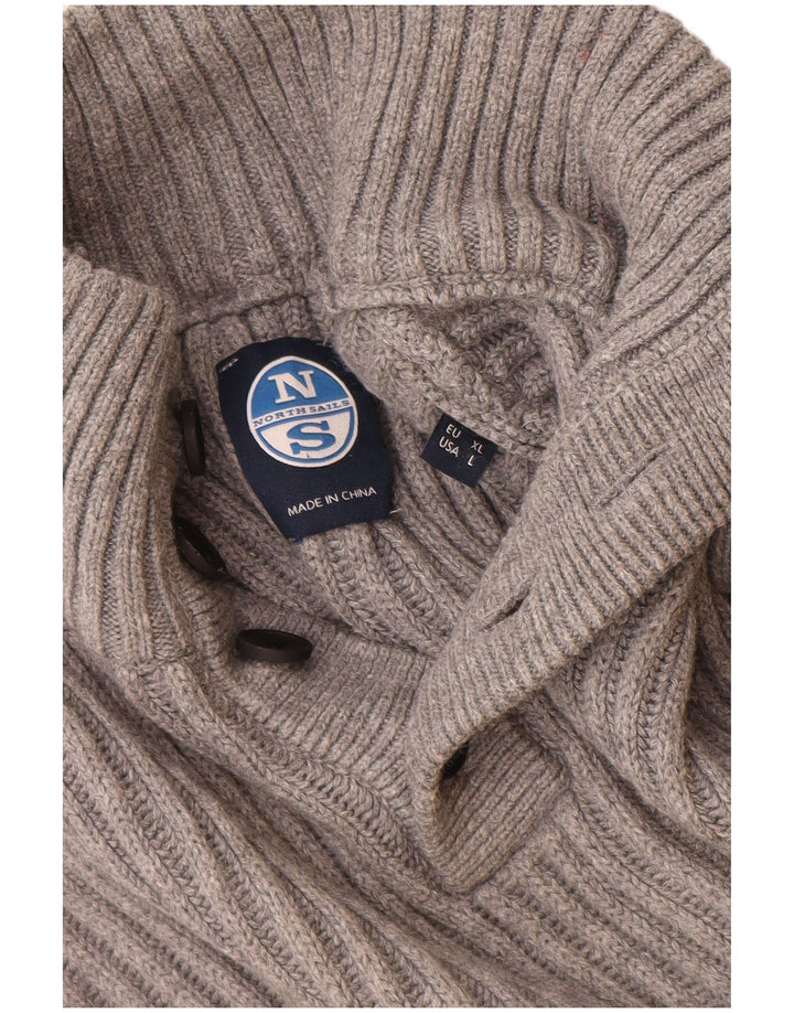 North Sails Mens Button Neck Jumper Sweater XL Grey Cotton