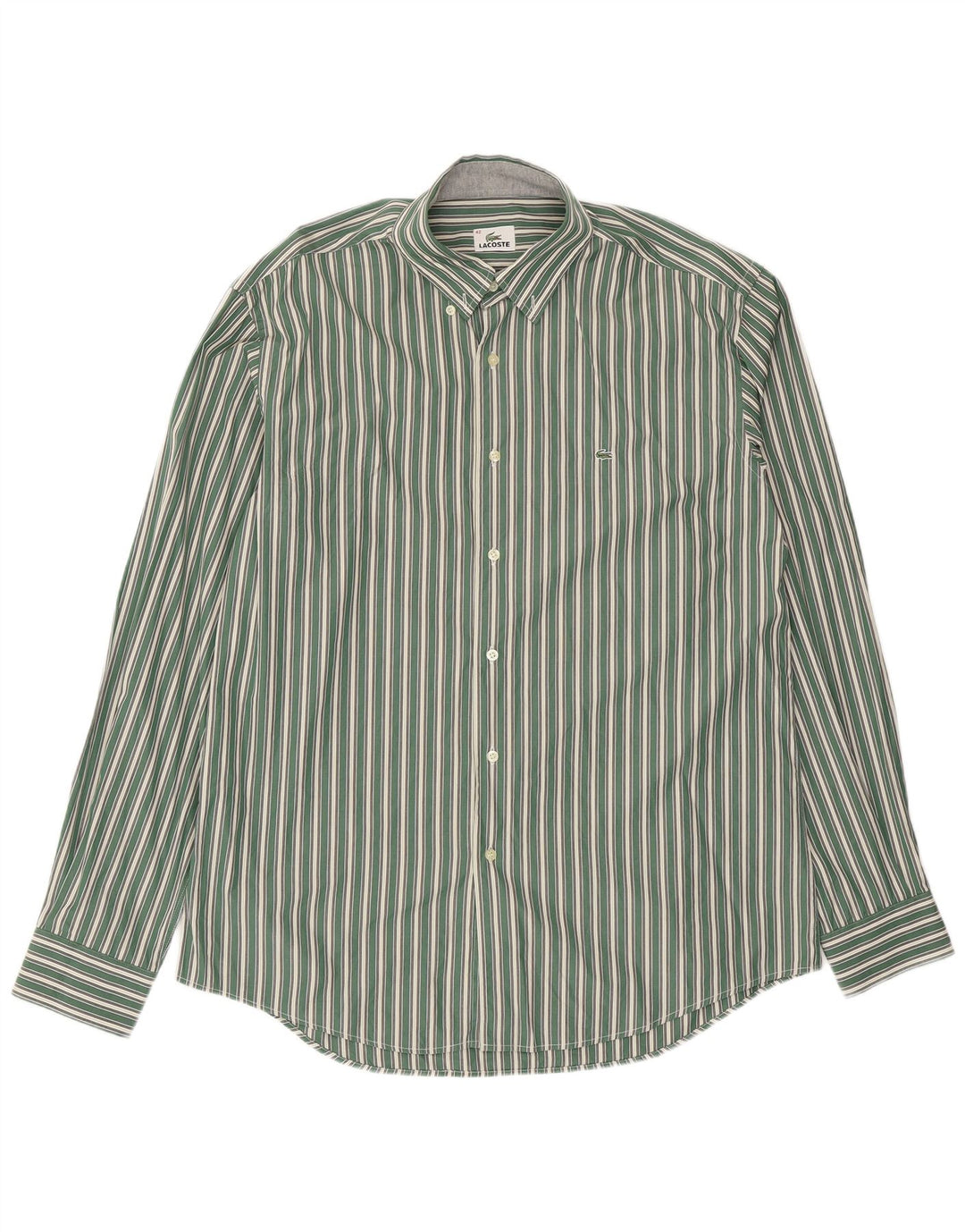 Lacoste Mens Shirt Size 42 Large Green Striped