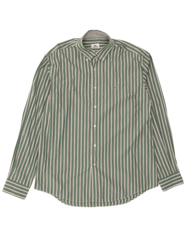 Lacoste Mens Shirt Size 42 Large Green Striped