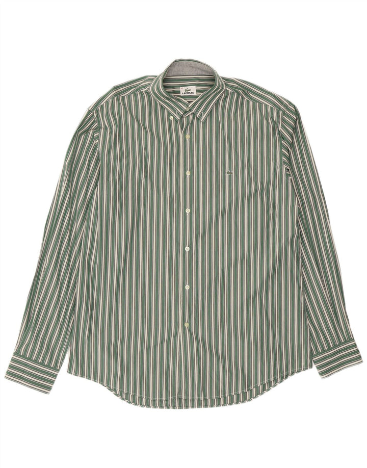 Lacoste Mens Shirt Size 42 Large Green Striped