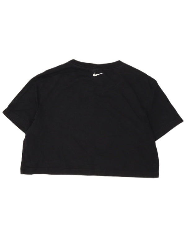 Nike Womens Crop Oversized Graphic T-Shirt Top UK 6 XS Black Cotton