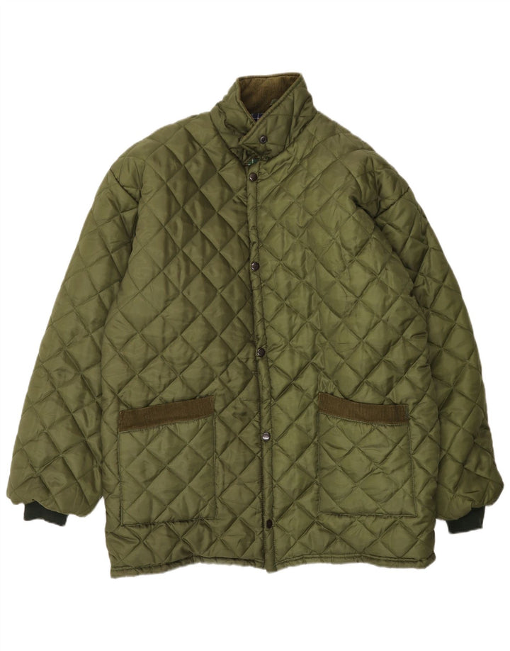 VINTAGE Mens Quilted Jacket UK 42 XL Khaki Polyester
