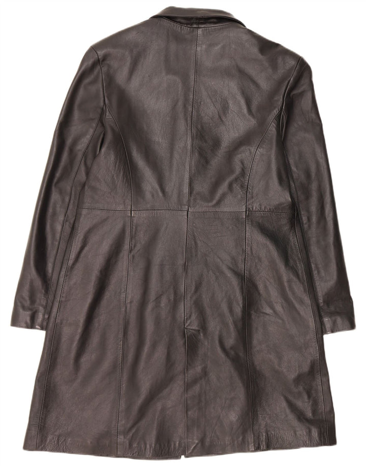 Vintage Womens Leather Coat UK 14 Medium Black