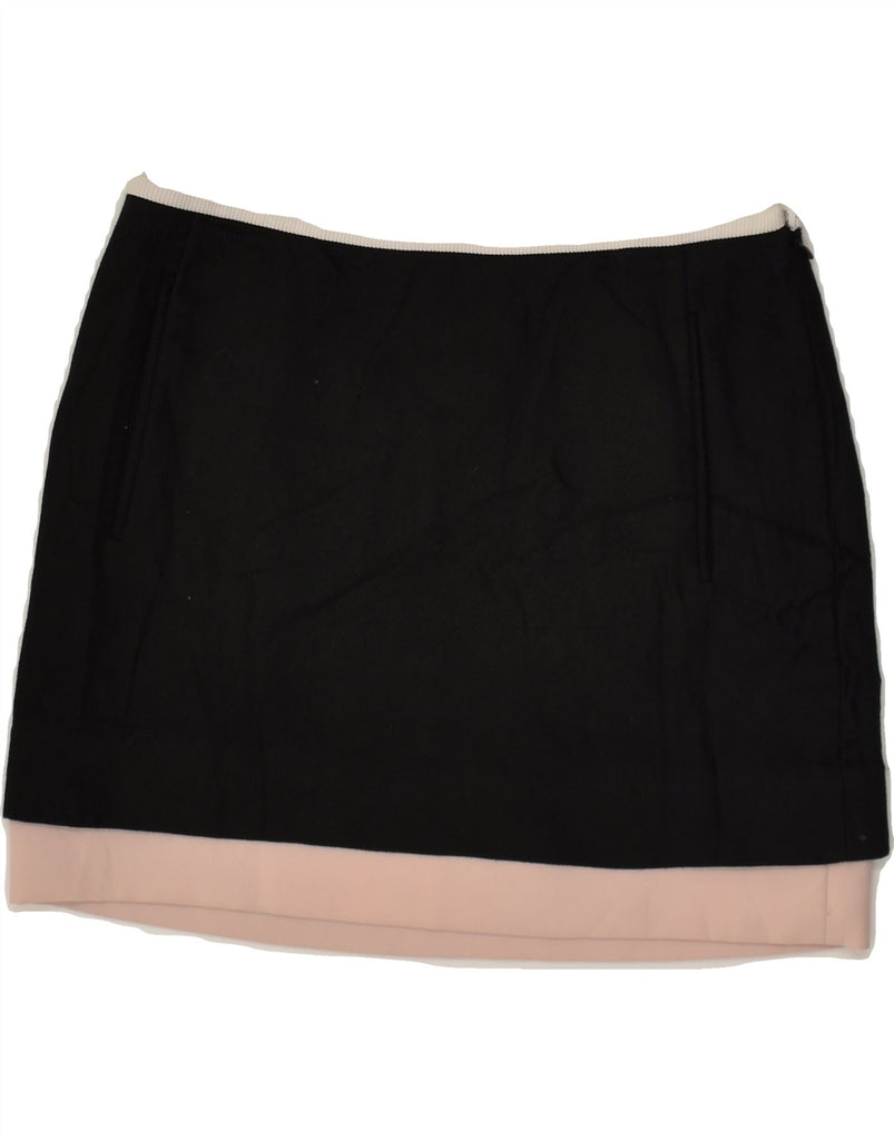 DIANE VON FURSTENBERG Womens A-Line Skirt UK 0 2XS W26 Black Cotton | Vintage Diane Von Furstenberg | Thrift | Second-Hand Diane Von Furstenberg | Used Clothing | Messina Hembry 