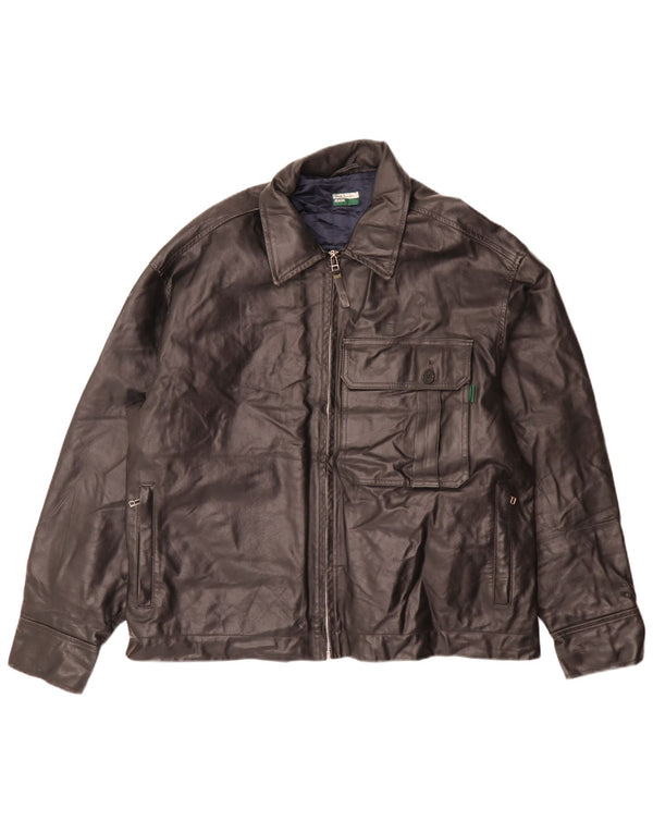 Paul Smith Mens Leather Jacket UK 42 XL Black