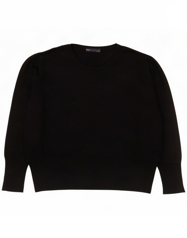 Marks & Spencer Womens Boat Neck Jumper Sweater UK 24 4XL Black Viscose
