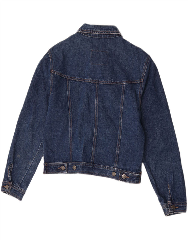 Vintage Womens Crop Denim Jacket UK 14 Medium Blue Cotton