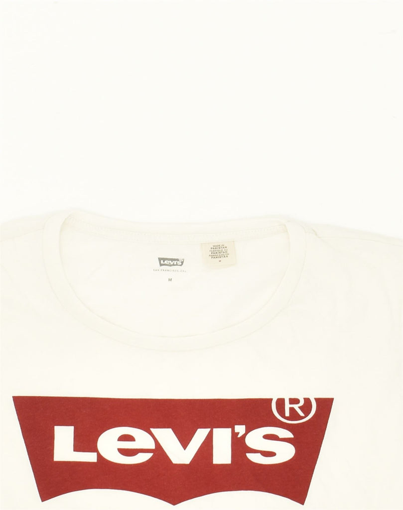 LEVI'S Womens Graphic T-Shirt Top UK 12 Medium White Cotton | Vintage Levi's | Thrift | Second-Hand Levi's | Used Clothing | Messina Hembry 