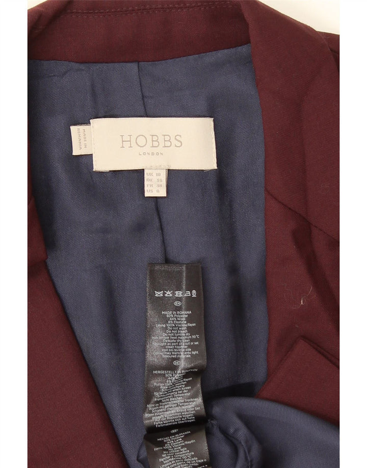 Hobbs Womens 1 Button Blazer Jacket UK 10 Small Burgundy Polyester
