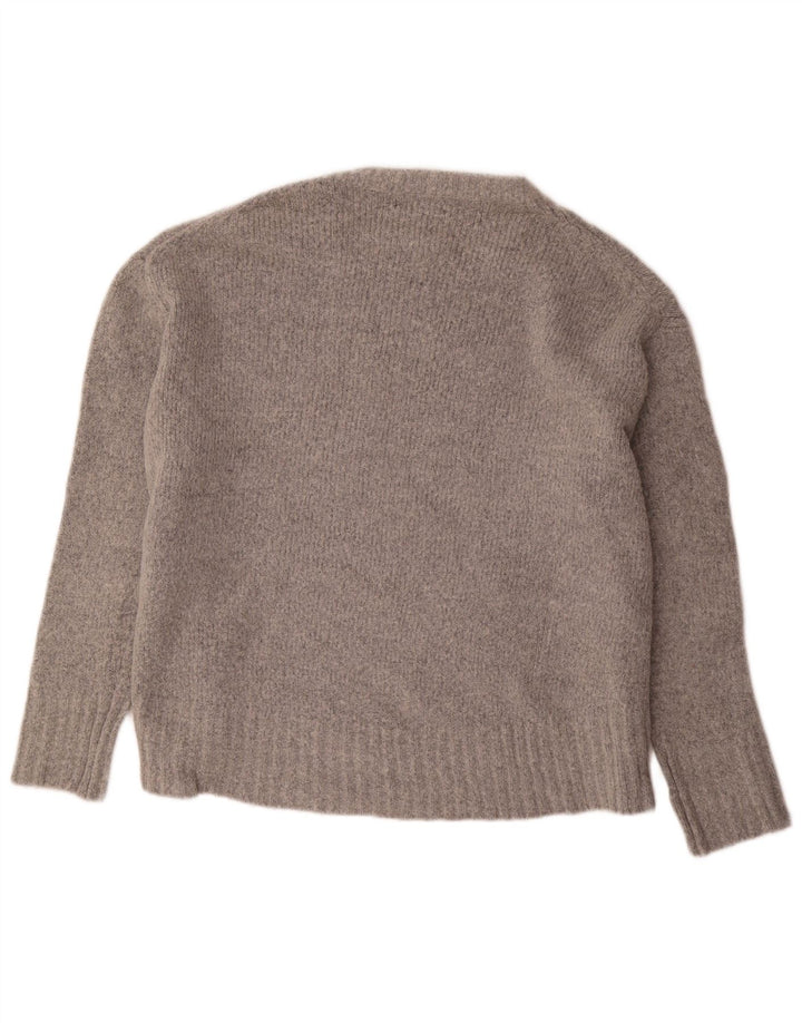 Zara Womens Oversized Boat Neck Jumper Sweater UK 14 Medium Grey Acrylic