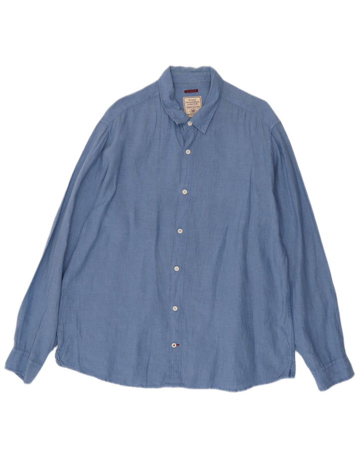 Fat Face Mens Casual Fit Shirt XL Blue Linen