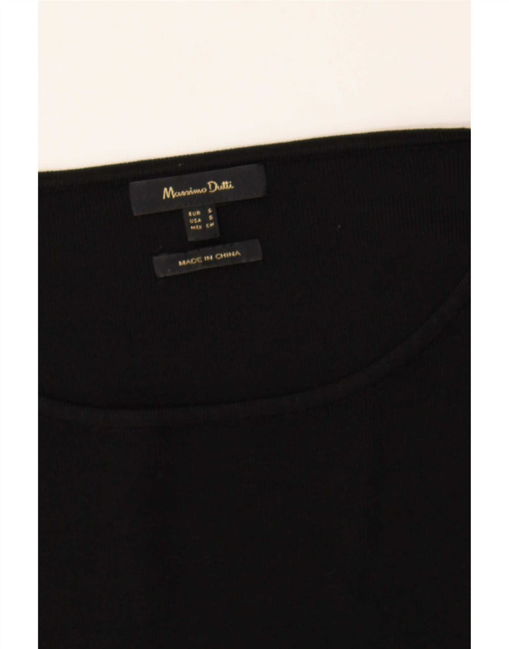 Massimo Dutti Womens Boat Neck Jumper Sweater UK 10 Small Black