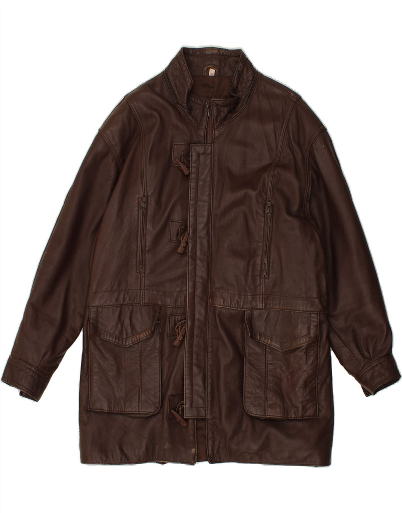VINTAGE Mens Leather Coat UK 42 XL Brown Vintage Vintage and Second-Hand Vintage from Messina Hembry 