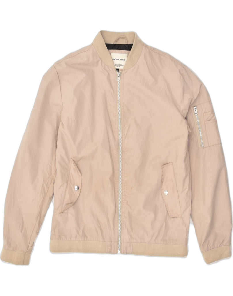 JACK & JONES Mens Bomber Jacket UK 40 Large Beige Cotton | Vintage Jack & Jones | Thrift | Second-Hand Jack & Jones | Used Clothing | Messina Hembry 