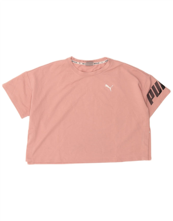Puma Womens Crop Graphic T-Shirt Top UK 16 Large Pink Polyester