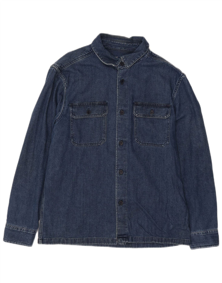 Marks & Spencer Mens Overshirt Denim Shirt Large Blue Cotton Classic