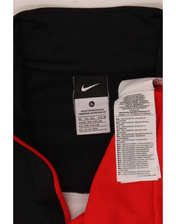 NIKE Boys Tracksuit Top Jacket 13-14 Years XL Red Colourblock Polyester