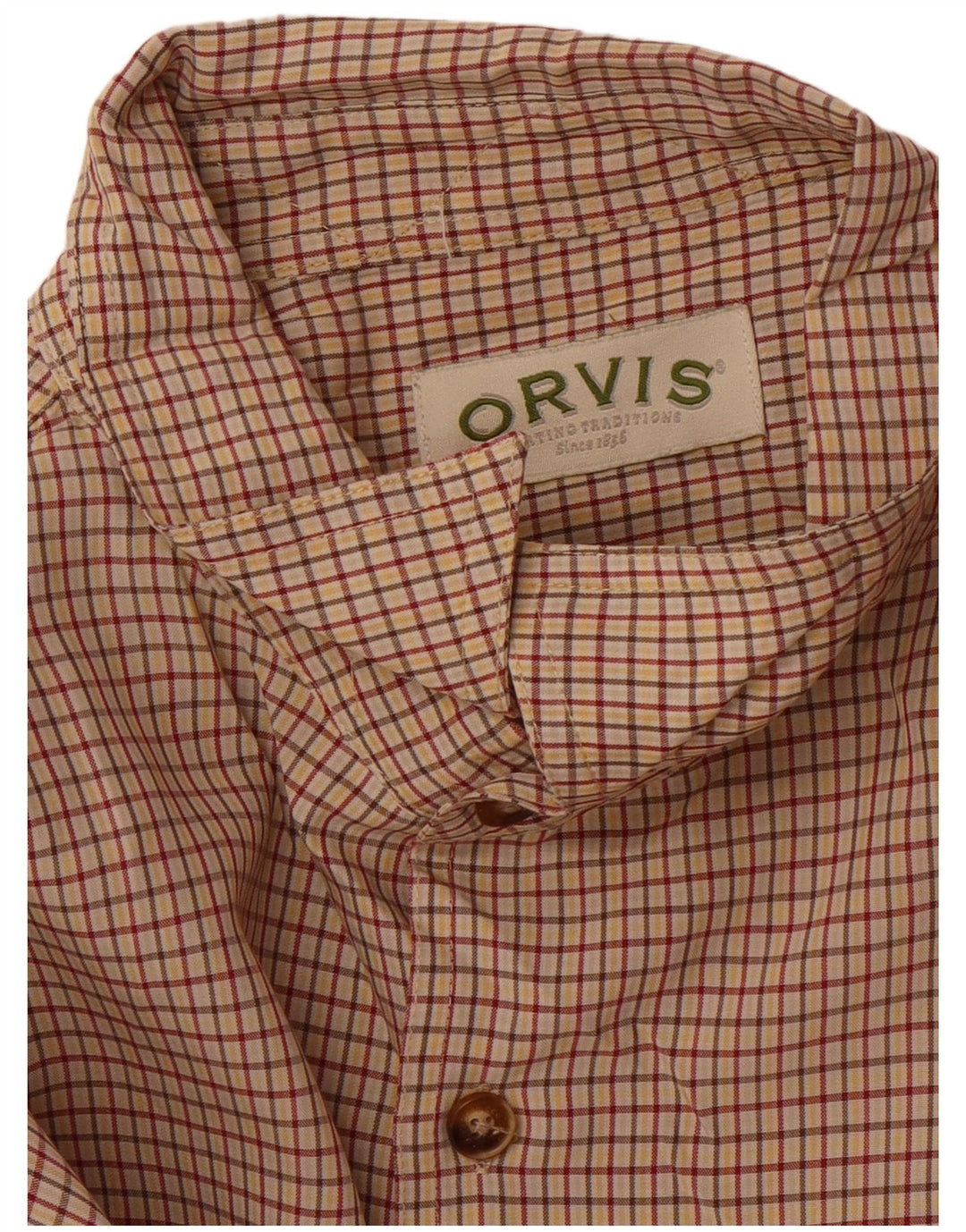 Orvis Mens Shirt XL Beige Check