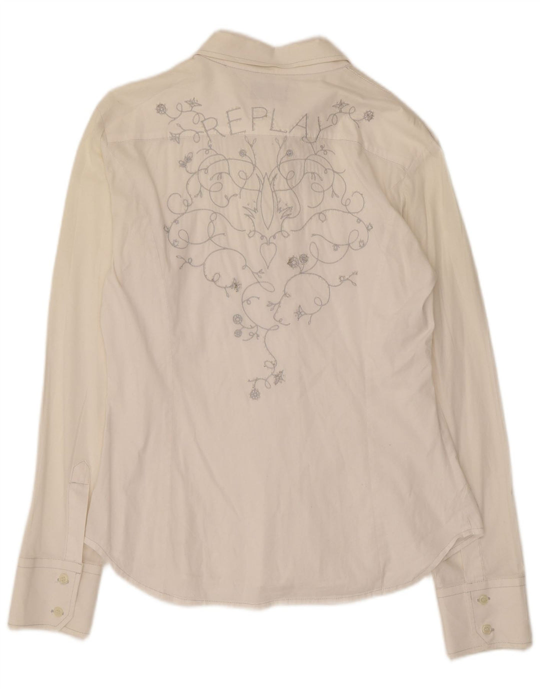 Replay Womens Graphic Shirt UK 14 Large White Floral
