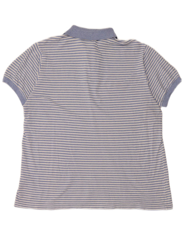 Lacoste Mens Polo Shirt Size 6 XL Blue Striped Cotton