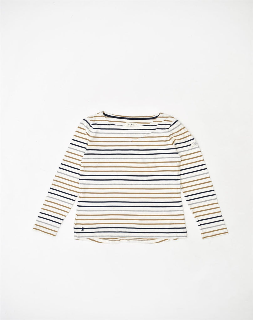 JOULES Womens Top Long Sleeve UK 8 Small White Striped Cotton | Vintage | Thrift | Second-Hand | Used Clothing | Messina Hembry 