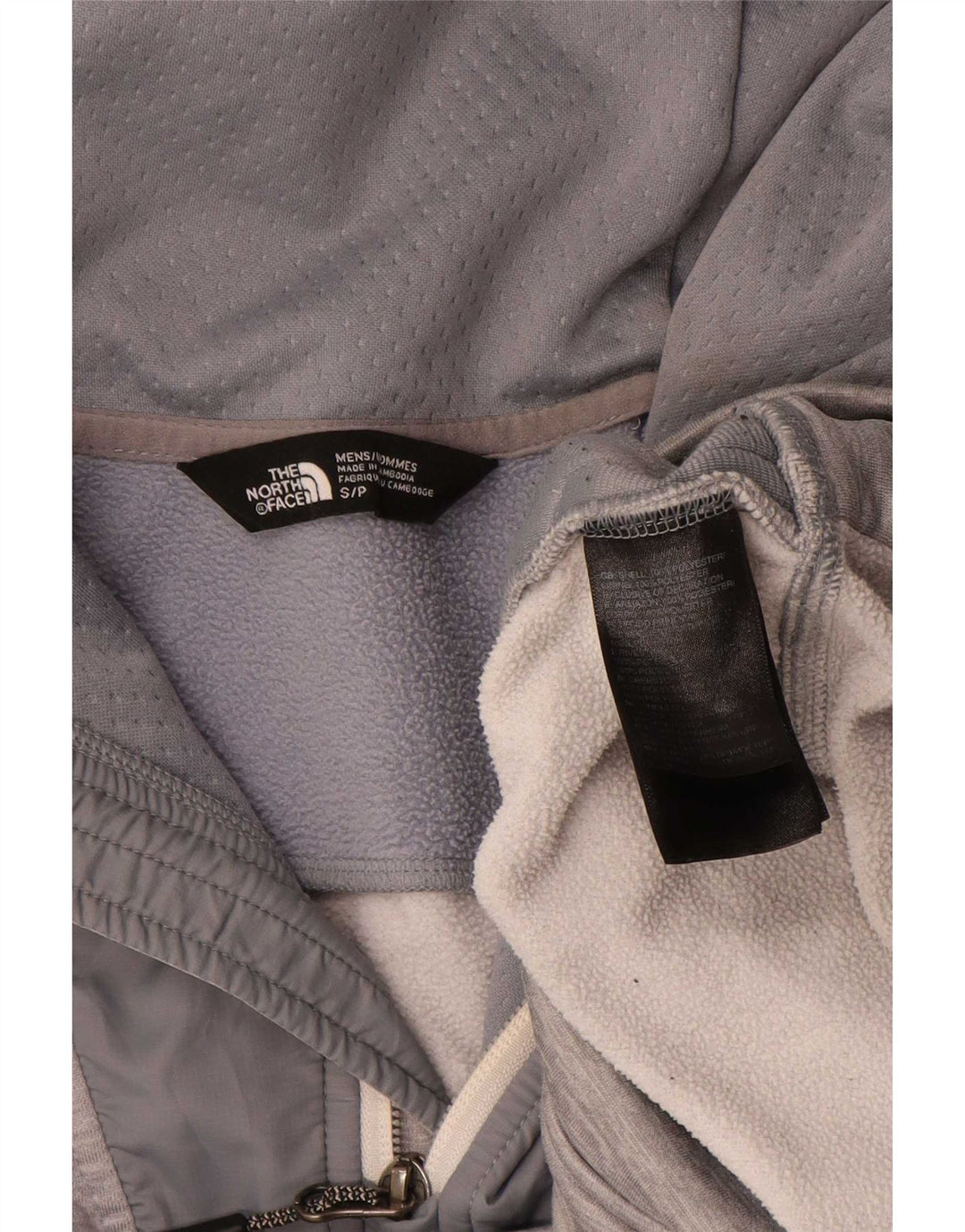 The North Face Mens Zip Neck Hoodie Jumper Small Grey Colourblock Polyester
