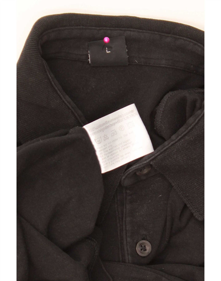 Hugo Boss Mens Long Sleeve Polo Shirt Large Black Cotton
