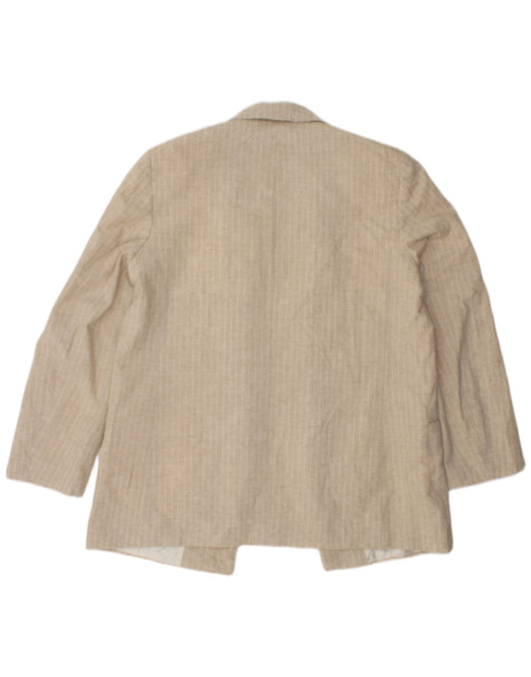 Zara Womens Open Blazer Jacket UK 16 Large Beige Striped