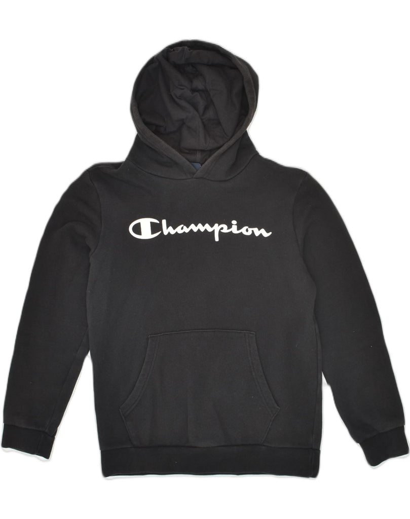 CHAMPION Boys Graphic Hoodie Jumper 11-12 Years Large Black Cotton | Vintage Champion | Thrift | Second-Hand Champion | Used Clothing | Messina Hembry 