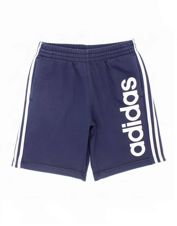 Adidas Boys Climalite Graphic Sport Shorts 12-13 Years Navy Blue Cotton