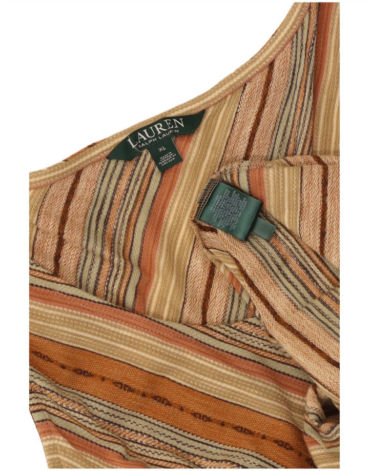 RALPH LAUREN Womens Sleeveless Maxi Dress UK 18 XL Beige Striped