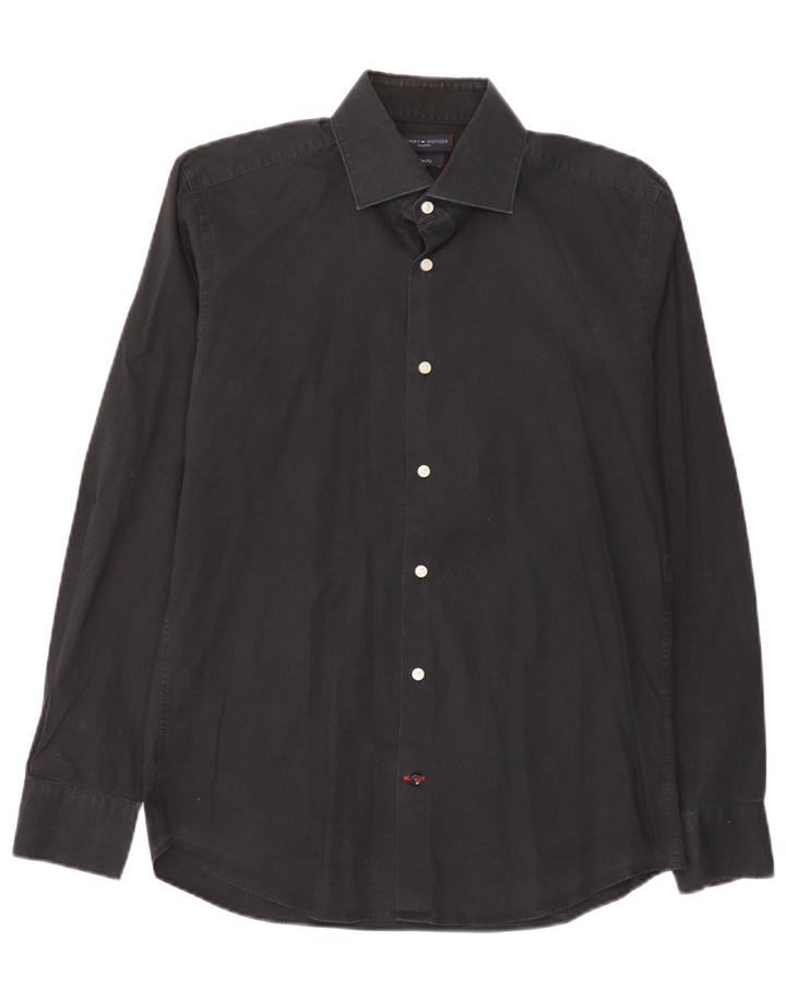 Tommy Hilfiger Mens Tailored Slim Fit Shirt Size 40 15 3/4 Medium Black