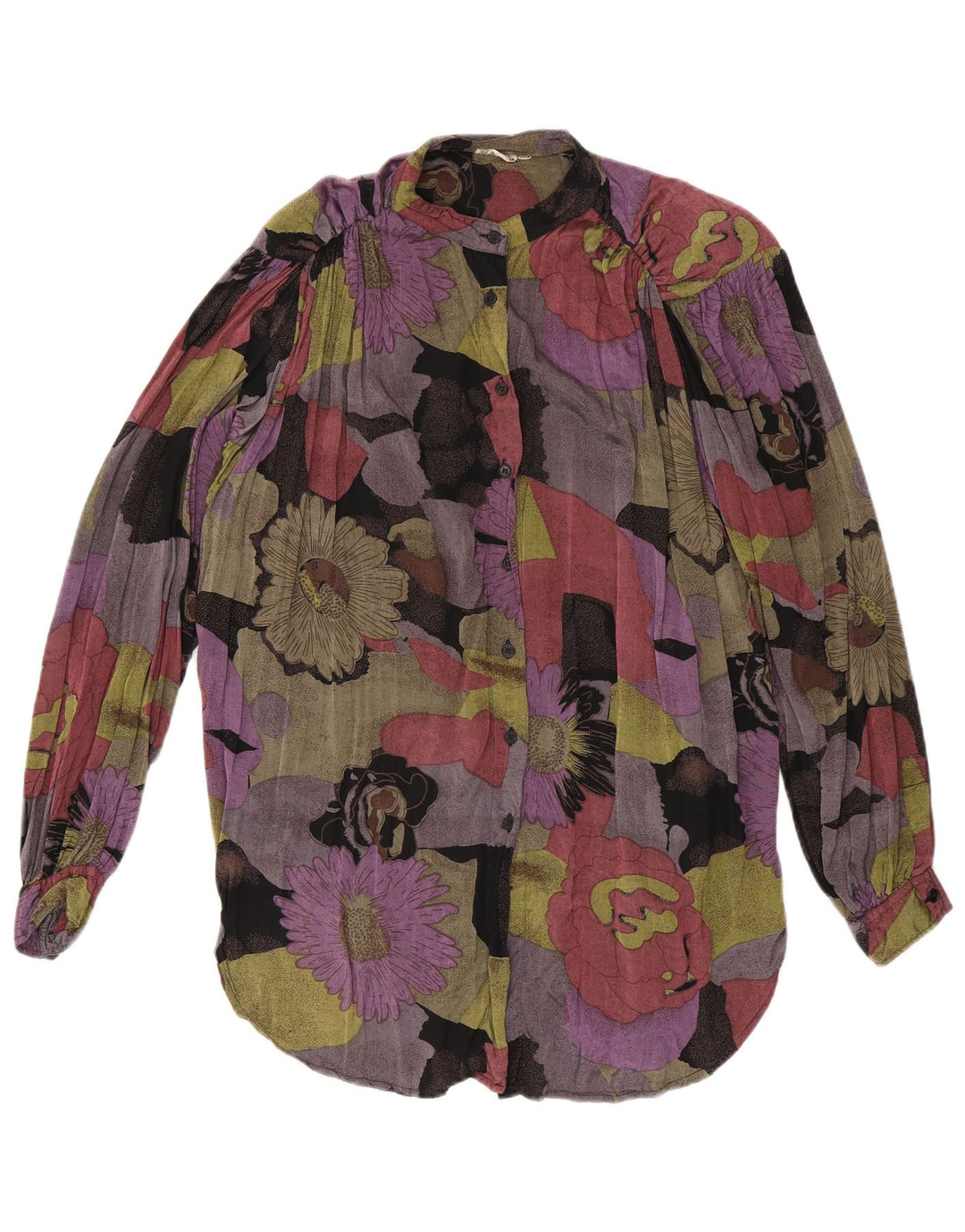 VINTAGE Womens Longline Shirt Blouse EU 36/38 Medium Multicoloured Floral