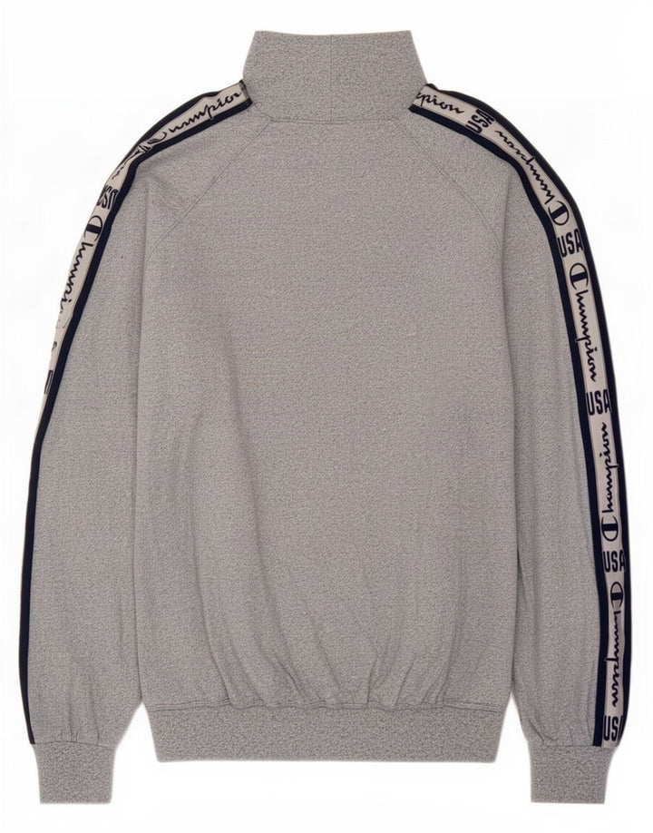 Champion Mens Zip Neck Sweatshirt Jumper Large Grey