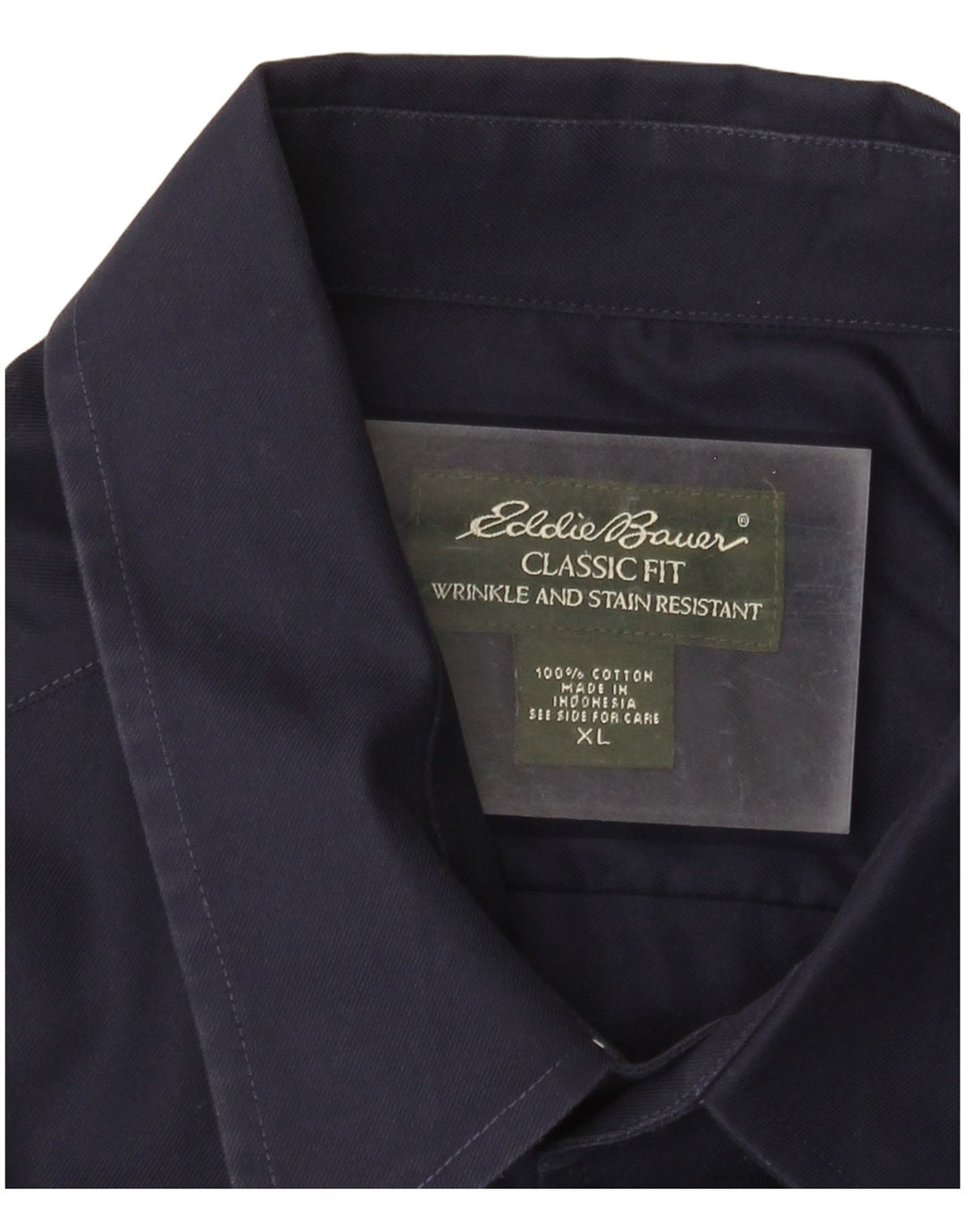 EDDIE BAUER Mens Classic Fit Shirt XL Navy Blue Cotton