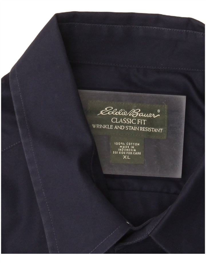EDDIE BAUER Mens Classic Fit Shirt XL Navy Blue Cotton