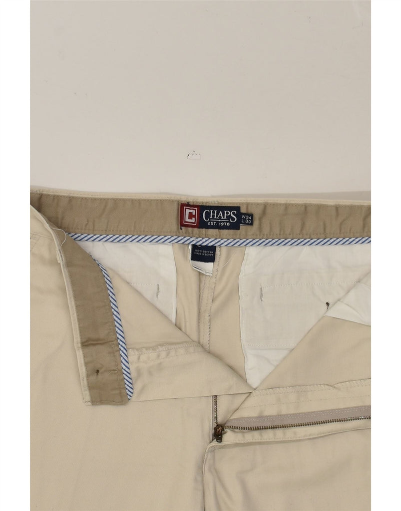 CHAPS Mens Straight Casual Trousers W34 L30 Beige Cotton | Vintage Chaps | Thrift | Second-Hand Chaps | Used Clothing | Messina Hembry 