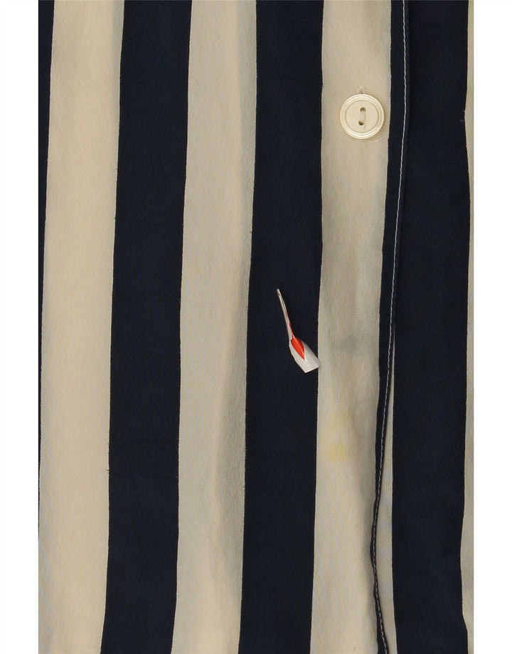 Vintage Womens Short Sleeve Shirt Blouse IT 42 Medium Navy Blue Striped