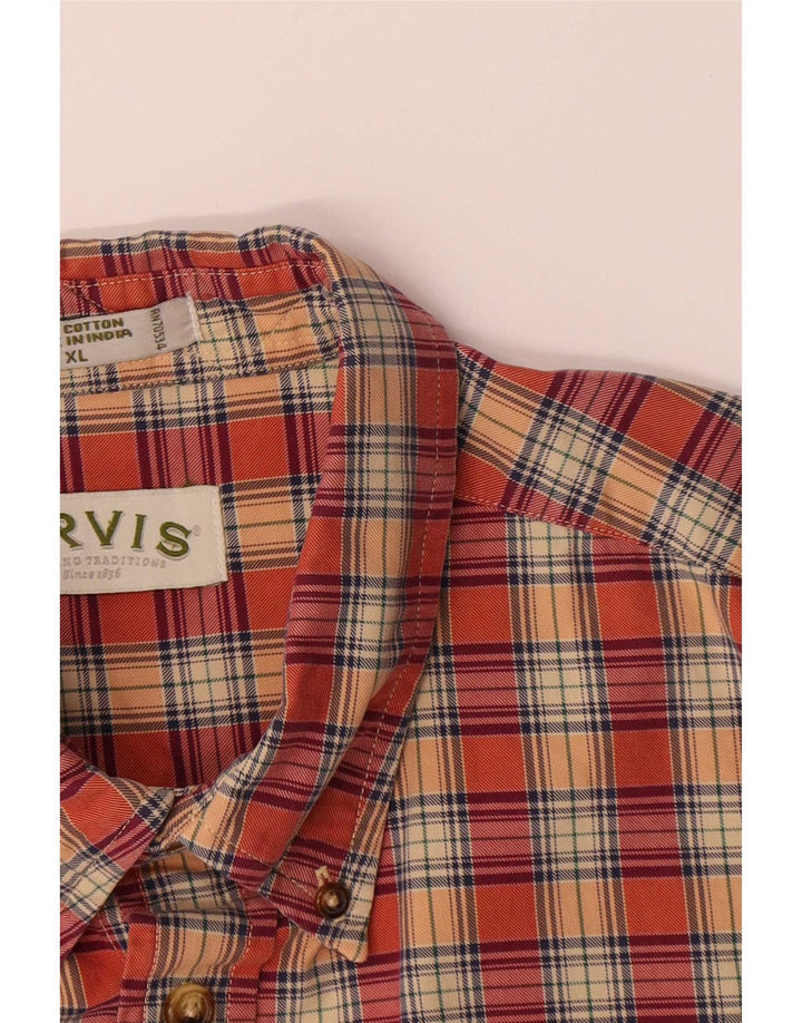 Orvis Mens Flannel Shirt XL Red Check Cotton