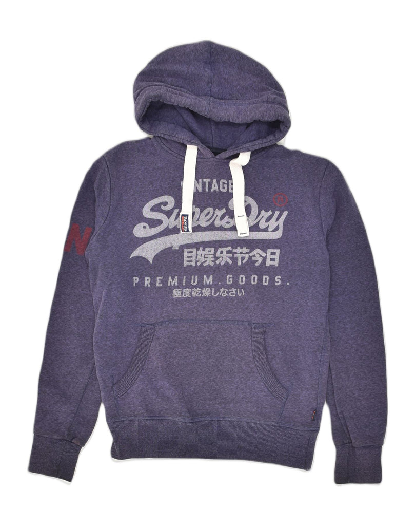 SUPERDRY Womens Graphic Hoodie Jumper UK 10 Small Purple Cotton | Vintage Superdry | Thrift | Second-Hand Superdry | Used Clothing | Messina Hembry 