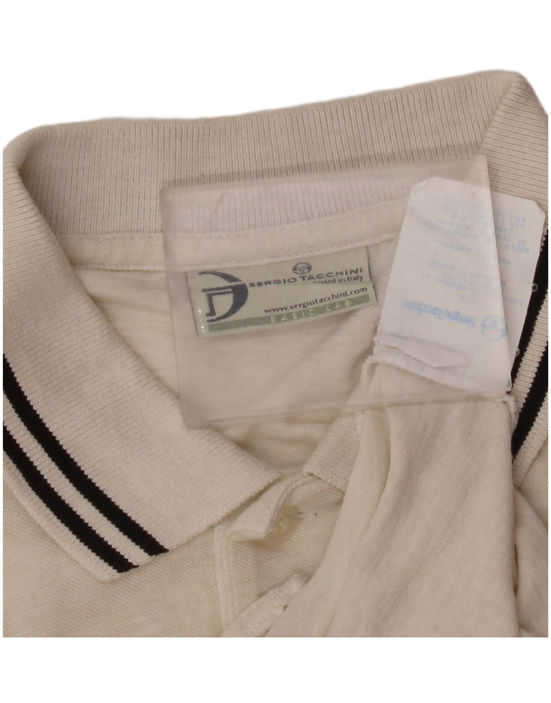 SERGIO TACCHINI Mens Polo Shirt Large Off White Cotton