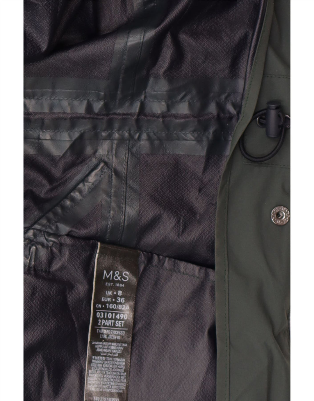 MARKS & SPENCER Womens Hooded Parka Jacket UK 8 Small Green Polyamide