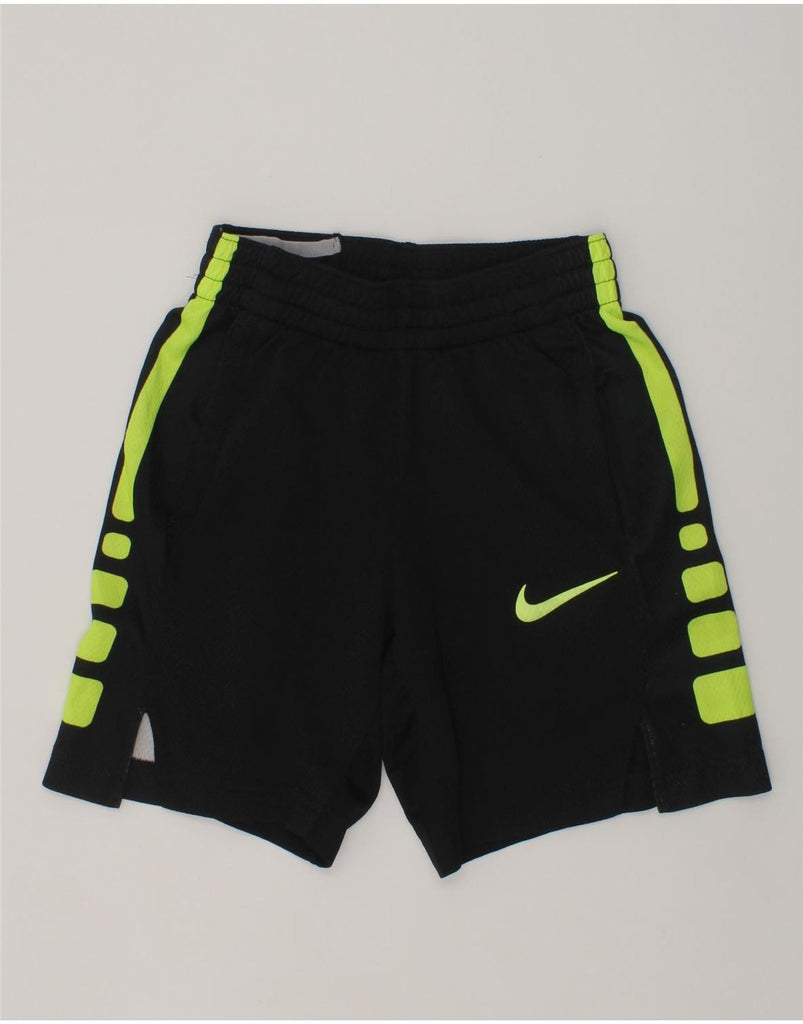 NIKE Boys Dri Fit Graphic Sport Shorts 5-6 Years XS Black Colourblock | Vintage Nike | Thrift | Second-Hand Nike | Used Clothing | Messina Hembry 